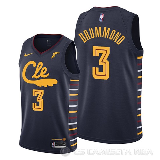 Camiseta Andre Drummond #3 Cleveland Cavaliers Ciudad 2019-20 Azul - Haga un click en la imagen para cerrar